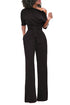 Sexy Black Slanted One Shoulder Wide Leg Jumpsuit